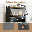 5-Tier Kitchen Storage Cabinet with Rolling Wheels - White