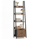 5-Tier Ladder Bookshelf with Fabric Drawer