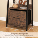 5-Tier Ladder Bookshelf with Fabric Drawer
