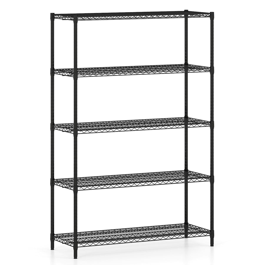 5-Tier Metal Storage Shelving Unit with V-Shaped Wire Rack-Black