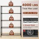 5-Tier Metal Storage Shelving Unit Set of 2 Adjustable Utility Shelf with V-Shaped Wire Rack-Black