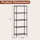 5-Tier Metal Storage Shelving Unit with V-Shaped Wire Rack and 750 LBS Capacity-Black