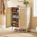 5-Tier Rattan Shoe Cabinewith 3 Removable Shelves