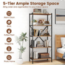 5-Tier Bookshelf with Heavy-Duty Metal Frame