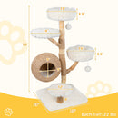 5-Tier Wooden Cat Tree with Woven Condo Plush Perches Jute Posts & Balls