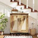 5-Tier Wooden Farmhouse Shoe Cabinet with Woven Rattan Doors