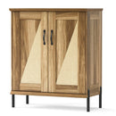 5-Tier Wooden Farmhouse Shoe Cabinet with Woven Rattan Doors