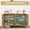 5-Tier Wooden Farmhouse Shoe Cabinet with Woven Rattan Doors