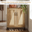 5-Tier Wooden Farmhouse Shoe Cabinet with Woven Rattan Doors