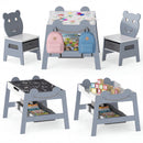 5-in-1 Toddler Table and 2 Chairs Cute Art Desk Set with Reversible Chalkboard Whiteboard