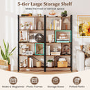 5-tier Bookcase 61 Inch Tall Industrial Bookshelf with Metal Frame