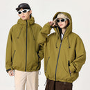 Outdoor Windproof And Waterproof Bomber Jacket Couples Style Hooded Trench Coat