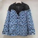 Stylish Tassel Denim Patchwork Blazer For Women