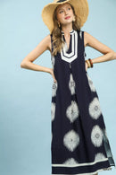 Umgee Sleeveless Geometric Midi Dress
