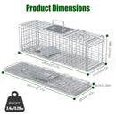 Live Animal Trap Cage 27x7.5x8in Folding Catch and Release Steel Humane Cat Trap for Racoons Stray Cats Rabbits Beavers Hedgehogs Chipmunk Small Anima