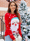 Women's Santa Sweater, Red, Embroidery, Long Sleeve