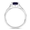 3.07 Carat Glass Filled Sapphire and White Zircon .925 Sterling Silver Ring