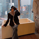 Pearl Button Lace Lace Lapel Blazer Women