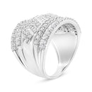 .925 Sterling Silver 2.0 Cttw Diamond Edge Multi-Row Ring Band ( J-K Color, I3 Clarity) - Ring Size 7