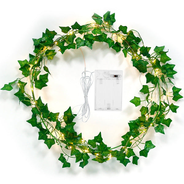 Artificial Ivy Battery Powered String Lights 360Pcs Leaves 100Pcs LED Beads Fake Leaf Fairy Lamps DIY Decorative Night Light For Wedding Kitchen Wall