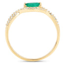 0.32 Carat Genuine Zambian Emerald and White Diamond 14K Yellow Gold Ring