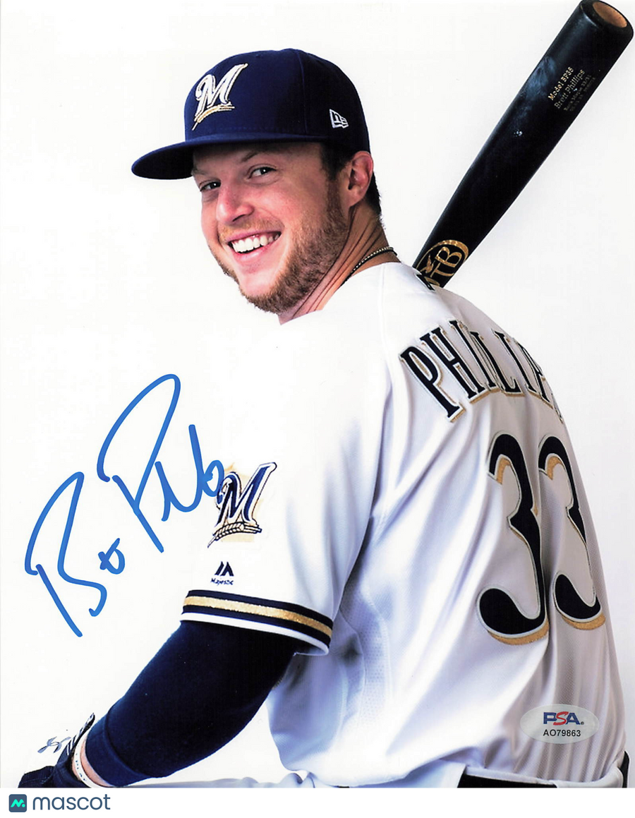 Brett Phillips Signed 8x10 Photo PSA Milwaukee Brewers
