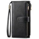 Womens Long Wallet Multi-functional Vintage Tri-fold Purse