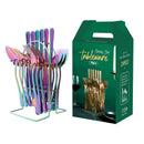 Gold Stainless Steel Cutlery Set With Rack