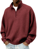 Retro Zipped Small-check Casual Stand-collar Long-sleeve Mens