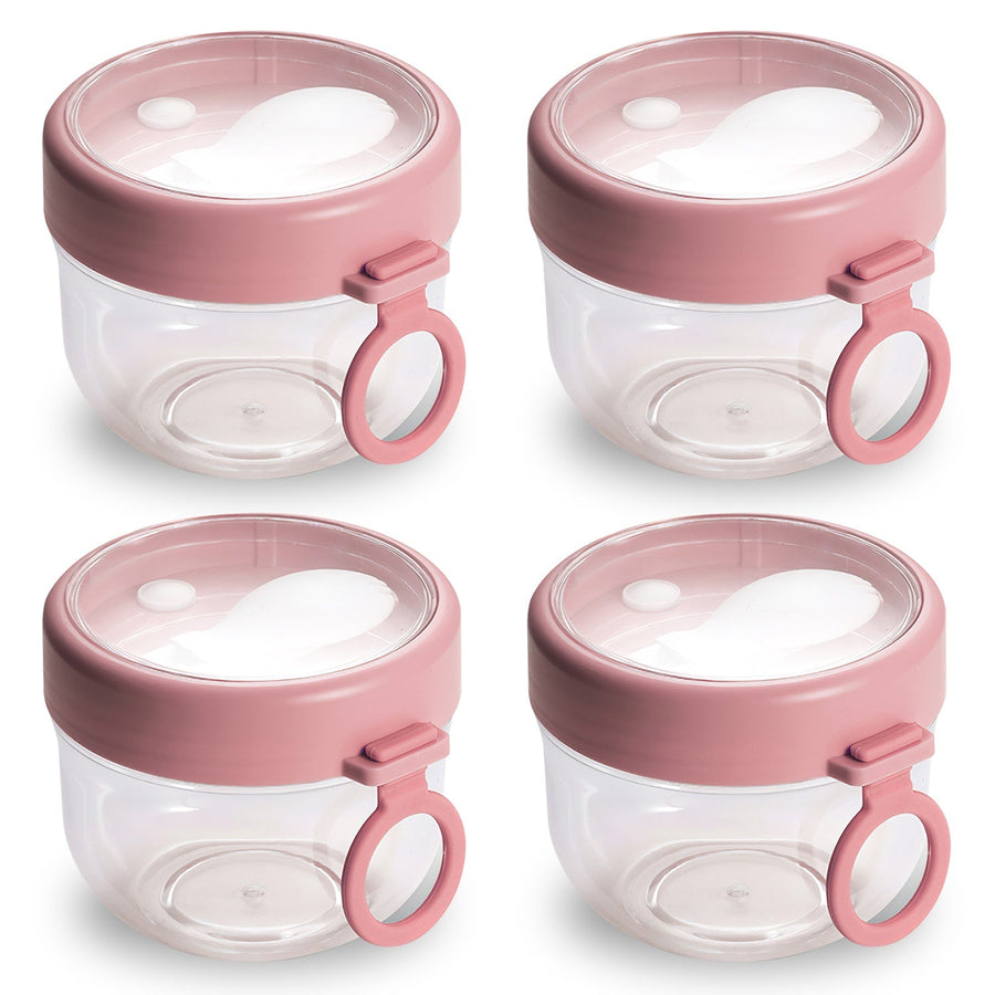 4Pcs Overnight Oats Containers with Lids and Folding Spoons 20OZ Portable Leak-proof Oats Jar For Milk Vegetable and Fruit Salad Yogurt Breakfast Cere