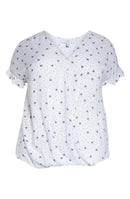 Single Thread Womens Plus Printed Faux-Wrap Top
