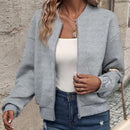 Women's Long Sleeve Knitted Cardigan Zipper Decoration