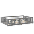 Montessori Floor Bed with Safety Guardrails and Lockable Door