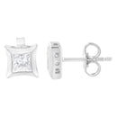 10K White Gold 1/2 Cttw Invisible Set Princess-Cut Diamond Stud Earrings (H-I Color, SI2-I1 Clarity)
