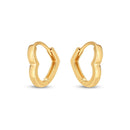 14k Yellow Gold Heart Huggie Hoops