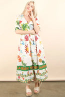 VERY J Button Down Printed Midi Dress