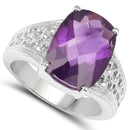 6.50 Carat Genuine Amethyst .925 Sterling Silver Ring