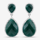 19.42 Carat Dyed Emerald and White Topaz .925 Sterling Silver Earrings