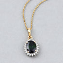 1.39 Carat Genuine Green Tourmaline and White Diamond 14K Yellow Gold Pendant