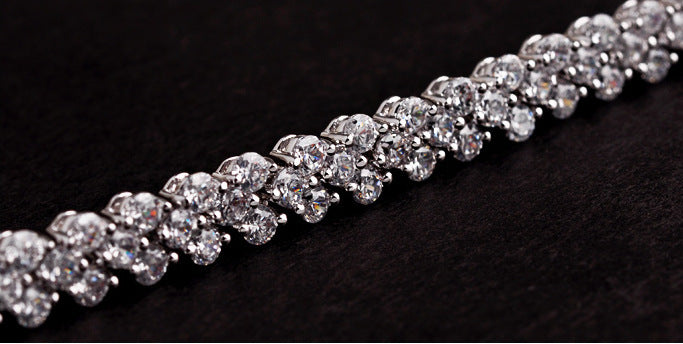 White Gold Plated Multi-Diamond Bracelet