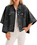 Autumn Womens Batwing-Sleeve Loose Denim Jacket