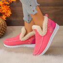 Round Toe Fleece-Lined Ankle Boots