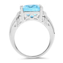 8.89 Carat Genuine Swiss Blue Topaz .925 Sterling Silver Ring