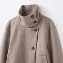 Womens Solid-Color Casual Stand-Collar Jacket With Buttons