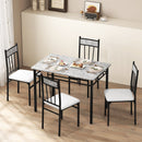 5-Piece Faux Marble Dining Set with Steel Frame