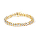 18K Yellow Gold 4.0 Cttw Round-Cut Diamond S-Link 7" Inch Tennis Bracelet (I-J Color, SI1-SI2 Clarity)