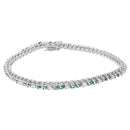 14K White Gold 4 5/8 Cttw Alternating White and Blue Diamond Martini Set Tennis Bracelet (H-I Color, I1-I2 Clarity) - 7" Inches