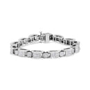 14K White Gold 5.0 Cttw Princess Cut Diamond Invisible Set Alternating Size D Shaped Links Tennis Bracelet (H-I Color, SI2-I1 Clarity) - 7â€