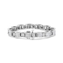 14K White Gold 5.0 Cttw Princess Cut Diamond Invisible Set Alternating Size D Shaped Links Tennis Bracelet (H-I Color, SI2-I1 Clarity) - 7â€