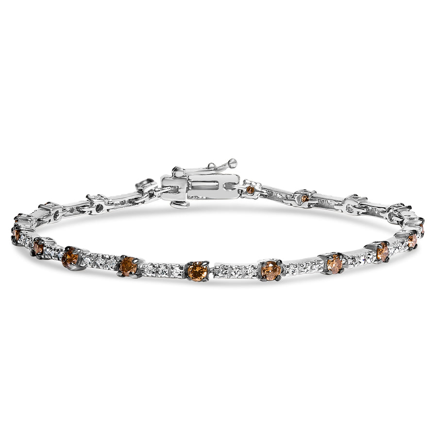 14k White Gold 2 1/4 Cttw Champagne Diamond Bar Link 7